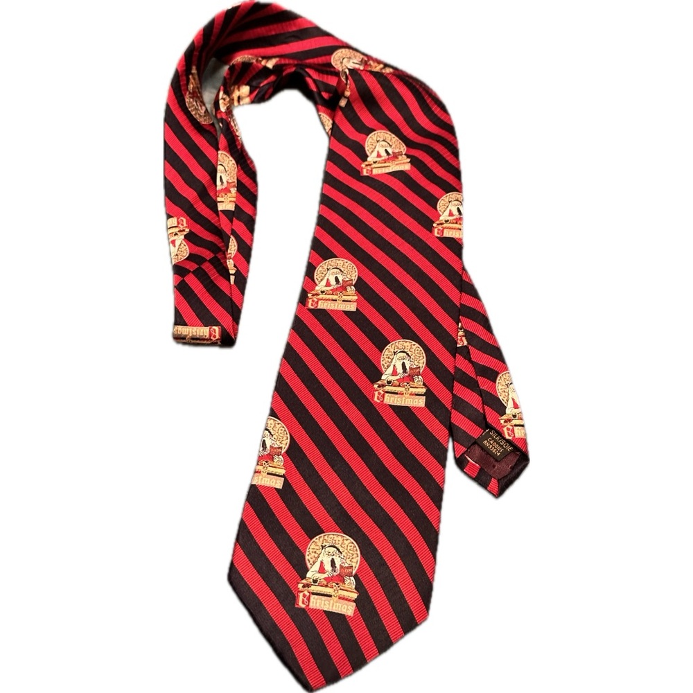 Vintage Norman Rockwell Saturday Evening Post Merry Christmas Handsewn Silk Tie